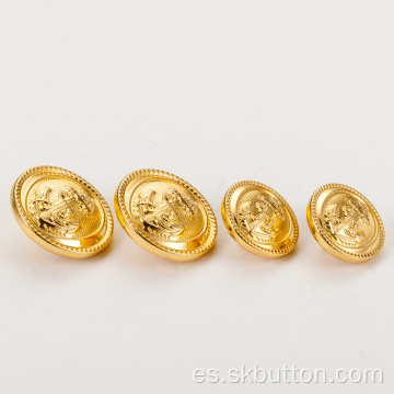 Material de latón metálico Botones de abrigos de lujo de oro